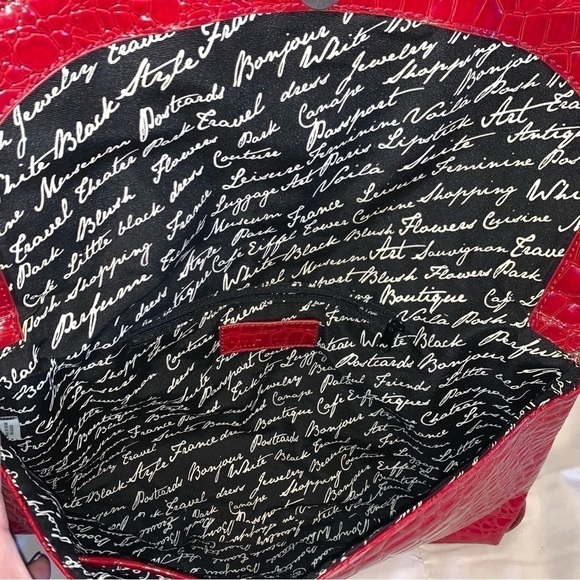 WHITE HOUSE BLACK MARKET Red Croc Embossed Large Clutch - Picture 8 of 8